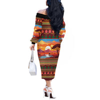 African Heritage and Celebrated Christmas Off The Shoulder Long Sleeve Dress - Wonder Print Shop