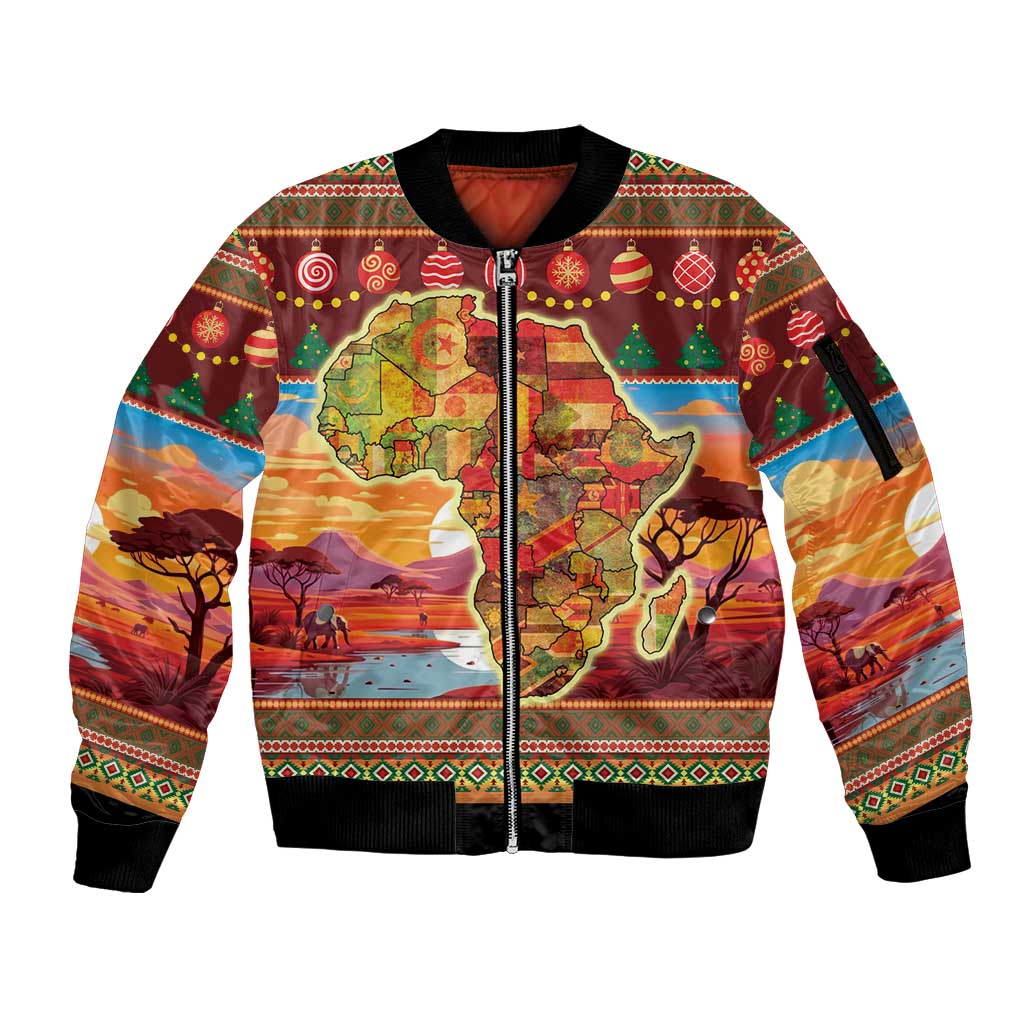 African Heritage and Celebrated Christmas Sleeve Zip Bomber Jacket - Wonder Print Shop