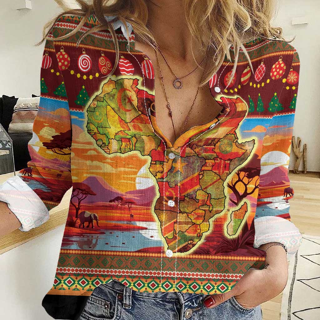 African Heritage and Celebrated Christmas Women Casual Shirt - Wonder Print Shop