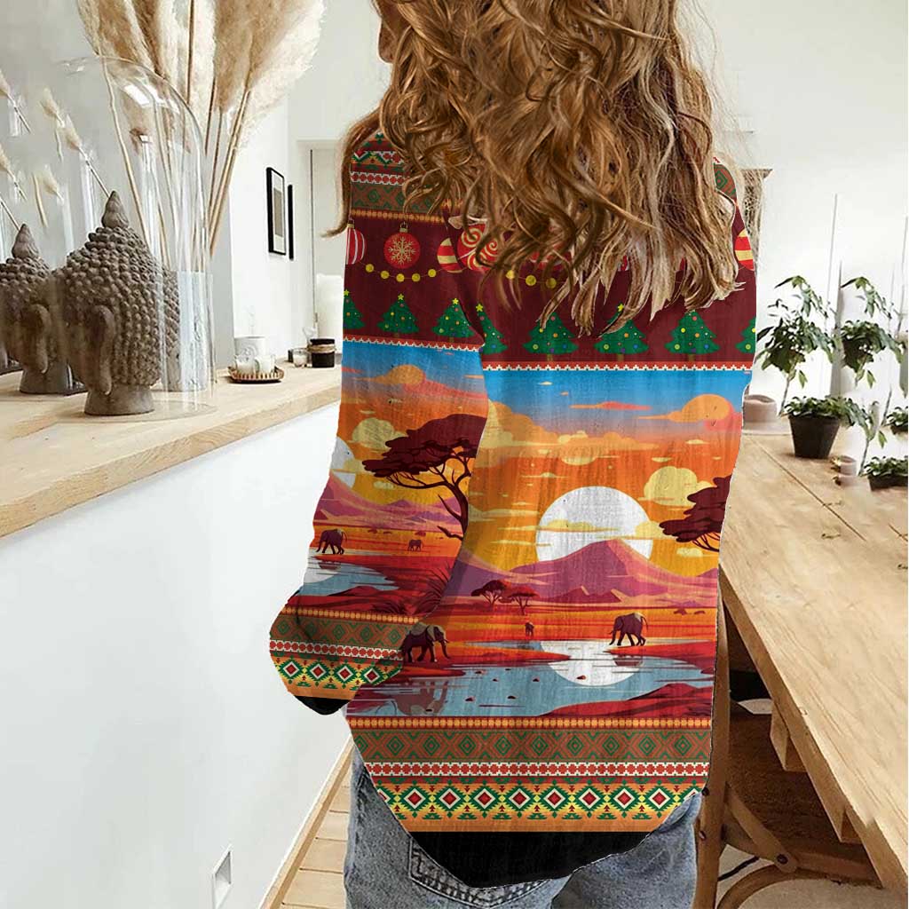 African Heritage and Celebrated Christmas Women Casual Shirt - Wonder Print Shop