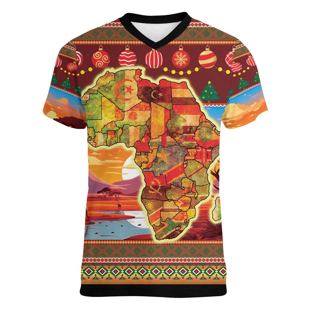 African Heritage and Celebrated Christmas Women V-Neck T-Shirt - Wonder Print Shop