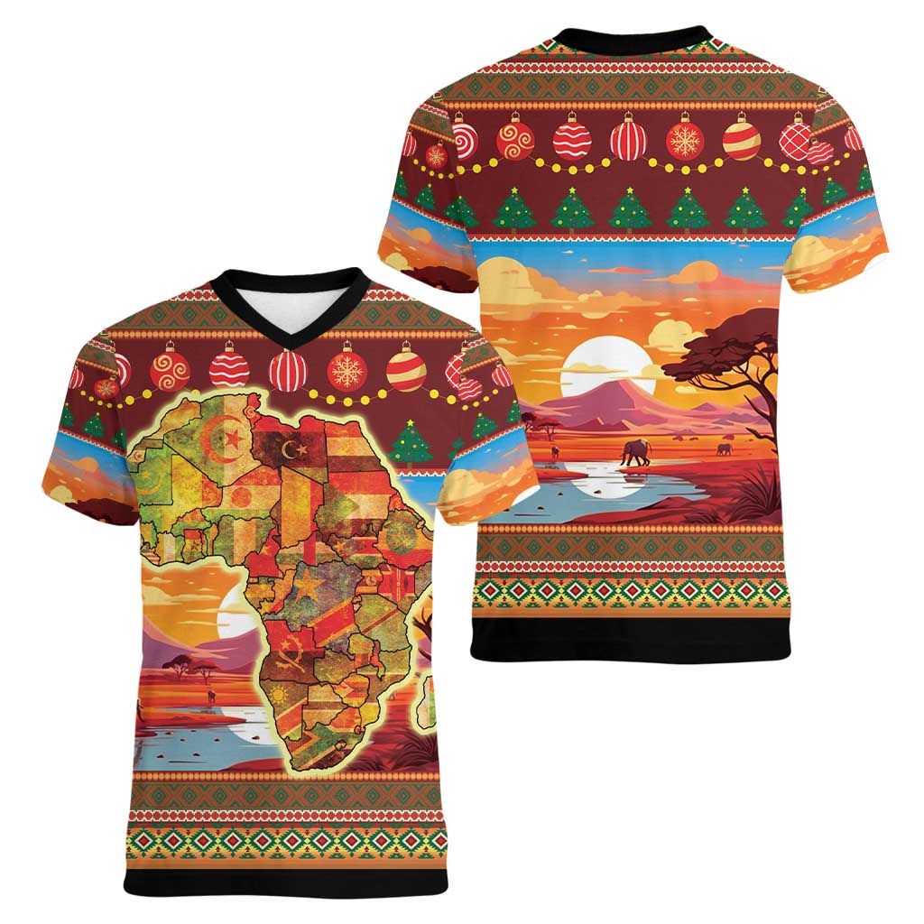 African Heritage and Celebrated Christmas Women V-Neck T-Shirt - Wonder Print Shop
