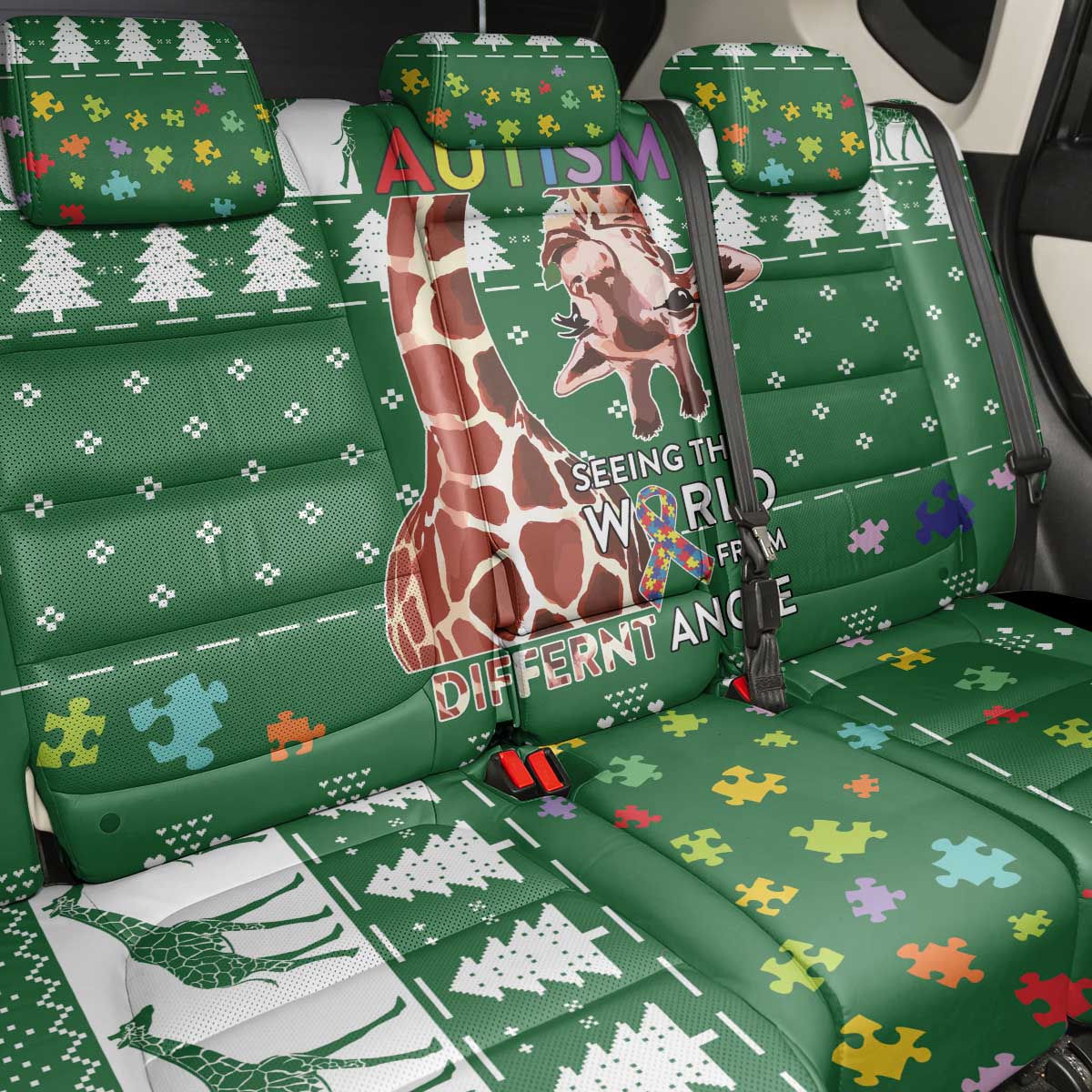 Giraffe Autism Back Car Seat Cover Seeing The World From Different Angles - Wonder Print Shop