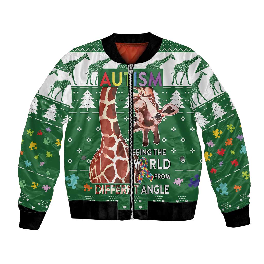 Giraffe Autism Bomber Jacket Seeing The World From Different Angles - Wonder Print Shop
