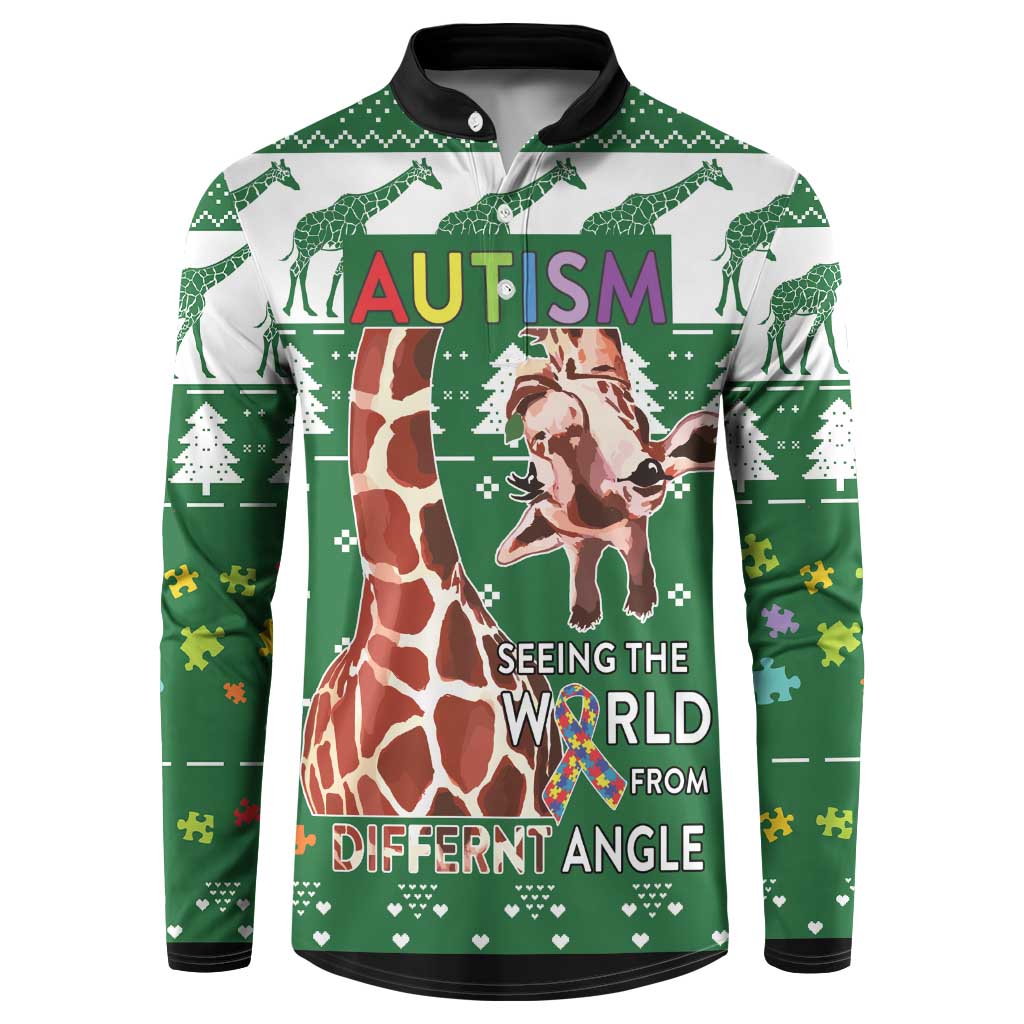 Giraffe Autism Button Sweatshirt Seeing The World From Different Angles - Wonder Print Shop