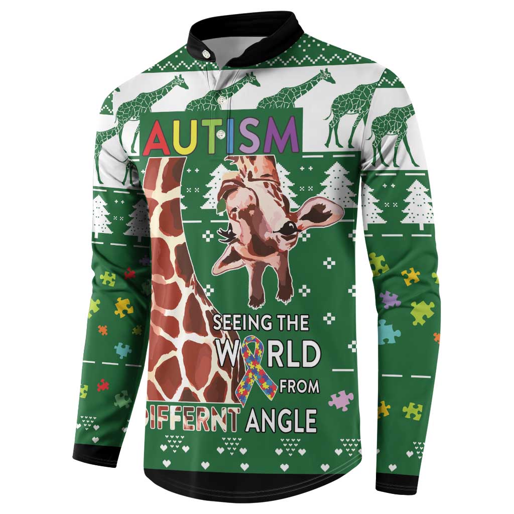 Giraffe Autism Button Sweatshirt Seeing The World From Different Angles - Wonder Print Shop