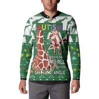 Giraffe Autism Button Sweatshirt Seeing The World From Different Angles - Wonder Print Shop