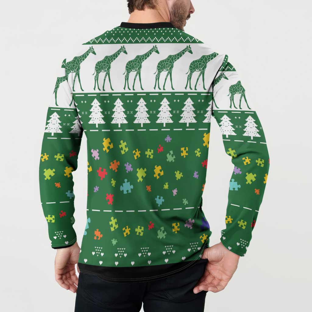 Giraffe Autism Button Sweatshirt Seeing The World From Different Angles - Wonder Print Shop