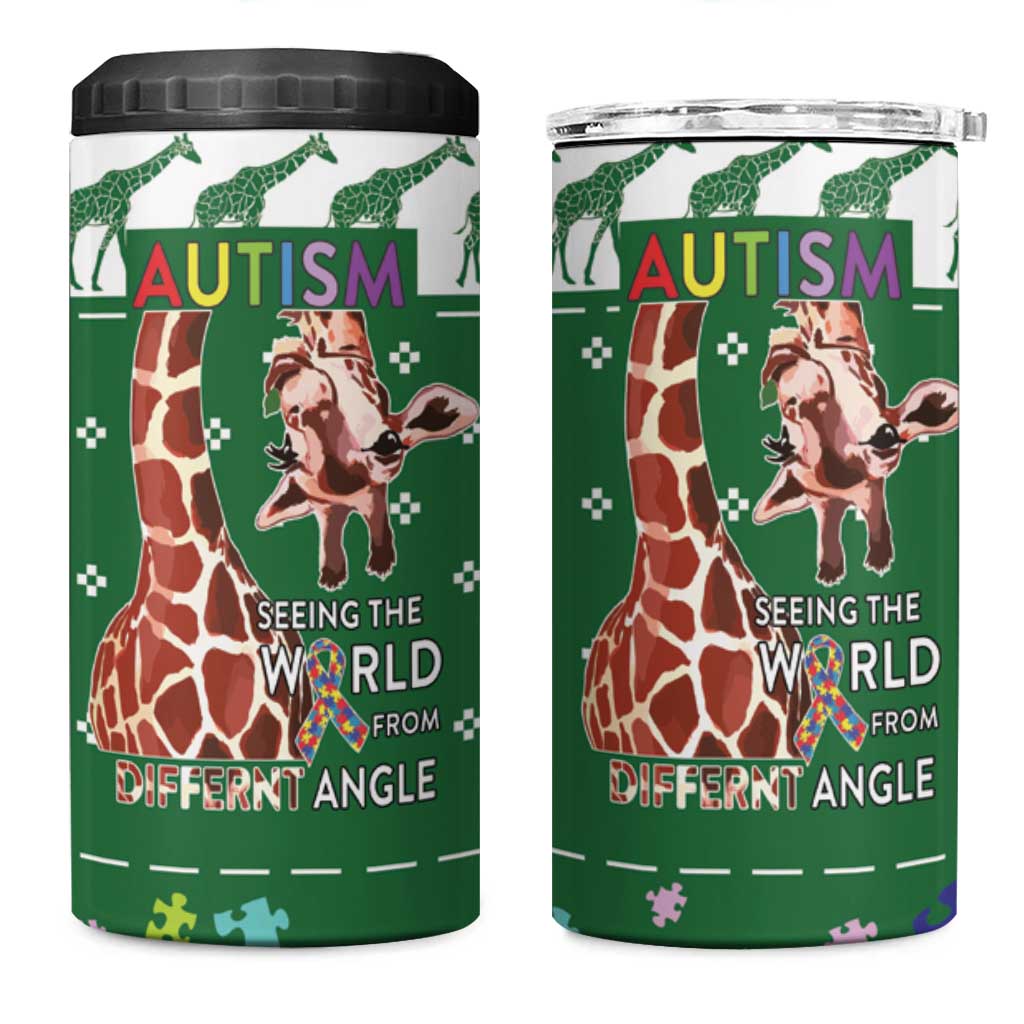 Giraffe Autism 4 in 1 Can Cooler Tumbler Seeing The World From Different Angles - Wonder Print Shop