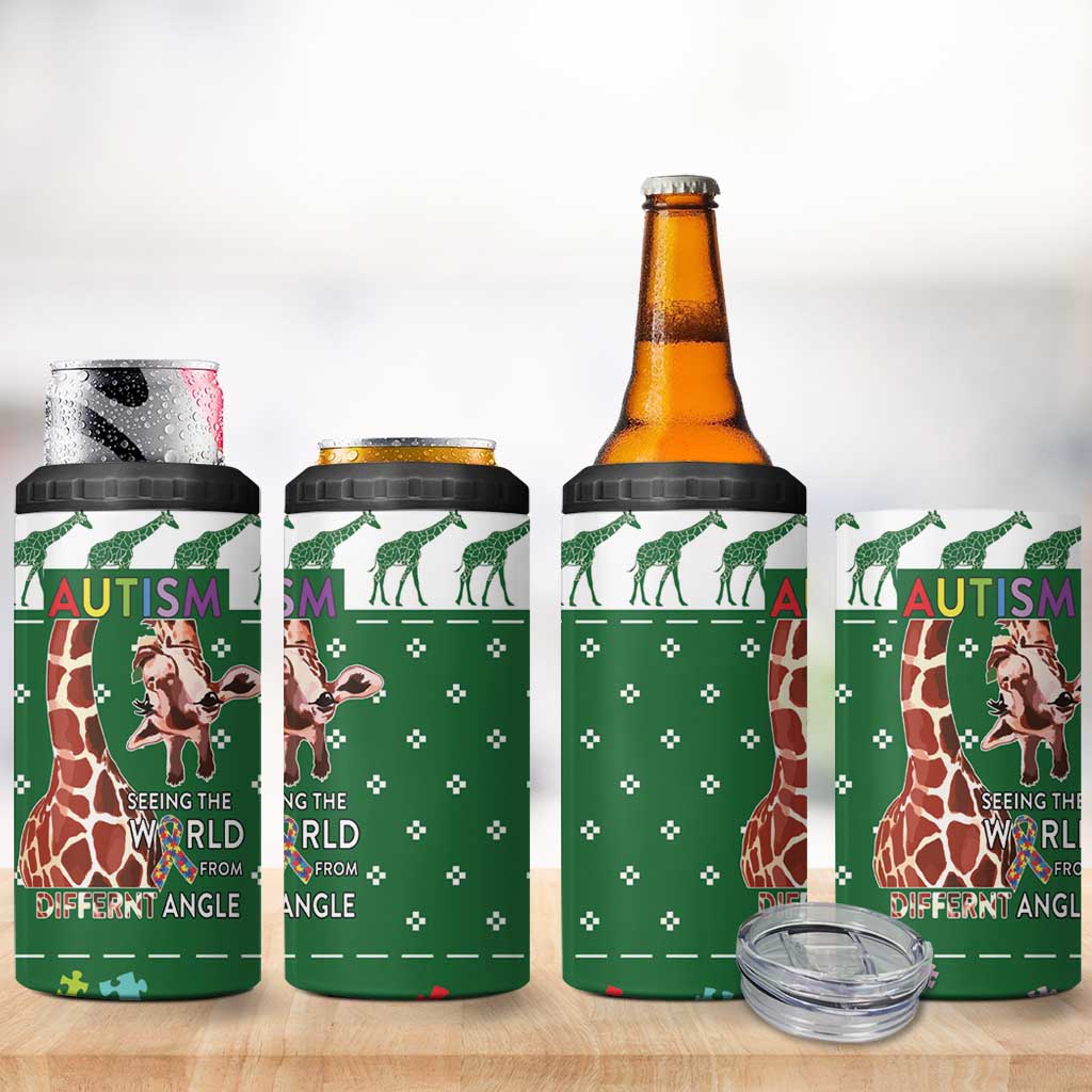 Giraffe Autism 4 in 1 Can Cooler Tumbler Seeing The World From Different Angles - Wonder Print Shop