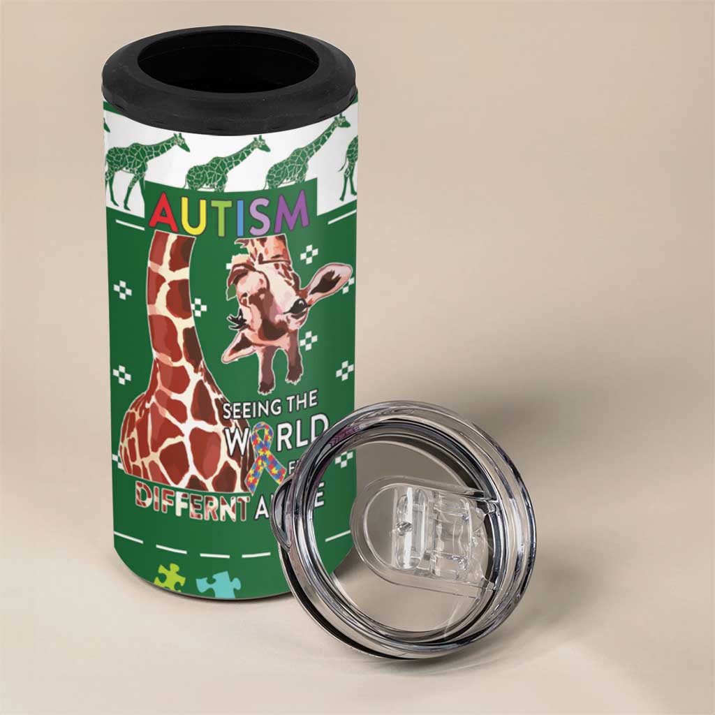 Giraffe Autism 4 in 1 Can Cooler Tumbler Seeing The World From Different Angles - Wonder Print Shop