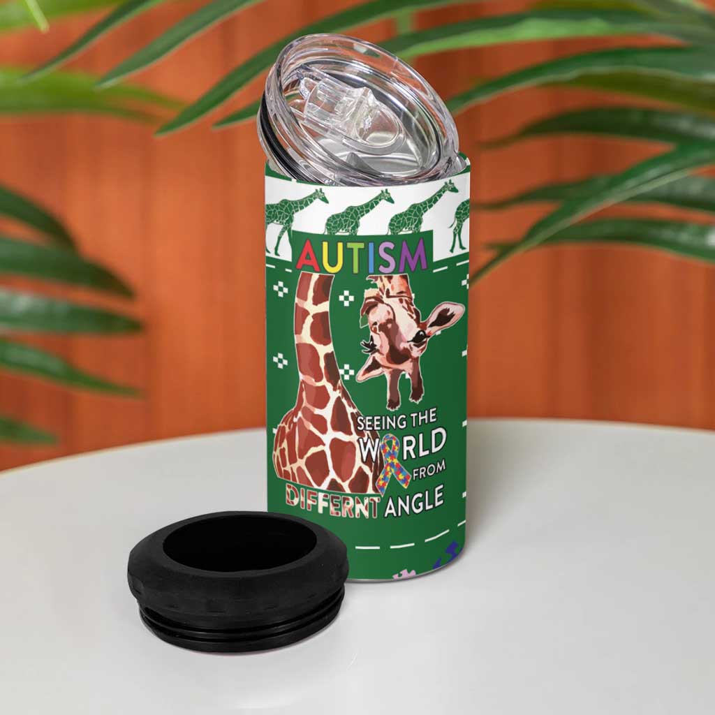Giraffe Autism 4 in 1 Can Cooler Tumbler Seeing The World From Different Angles - Wonder Print Shop