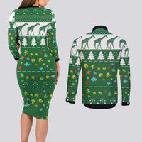 Giraffe Autism Couples Matching Long Sleeve Bodycon Dress and Long Sleeve Button Shirt Seeing The World From Different Angles - Wonder Print Shop