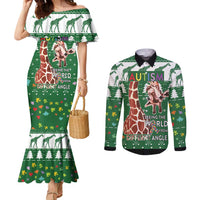 Giraffe Autism Couples Matching Mermaid Dress and Long Sleeve Button Shirt Seeing The World From Different Angles