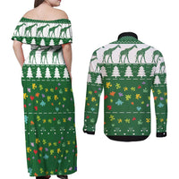 Giraffe Autism Couples Matching Off Shoulder Maxi Dress and Long Sleeve Button Shirt Seeing The World From Different Angles - Wonder Print Shop