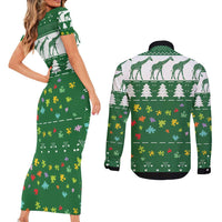 Giraffe Autism Couples Matching Short Sleeve Bodycon Dress and Long Sleeve Button Shirt Seeing The World From Different Angles - Wonder Print Shop