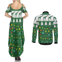 Giraffe Autism Couples Matching Summer Maxi Dress and Long Sleeve Button Shirt Seeing The World From Different Angles - Wonder Print Shop