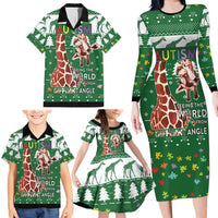 Giraffe Autism Family Matching Long Sleeve Bodycon Dress and Hawaiian Shirt Seeing The World From Different Angles - Wonder Print Shop
