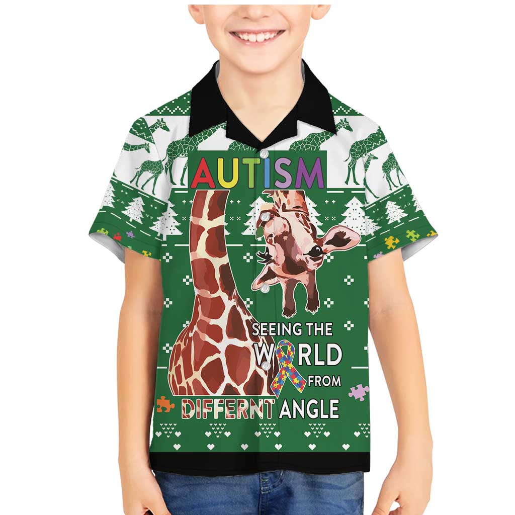 Giraffe Autism Family Matching Mermaid Dress and Hawaiian Shirt Seeing The World From Different Angles - Wonder Print Shop
