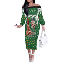 Giraffe Autism Family Matching Off The Shoulder Long Sleeve Dress and Hawaiian Shirt Seeing The World From Different Angles - Wonder Print Shop