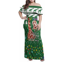 Giraffe Autism Family Matching Off Shoulder Maxi Dress and Hawaiian Shirt Seeing The World From Different Angles - Wonder Print Shop