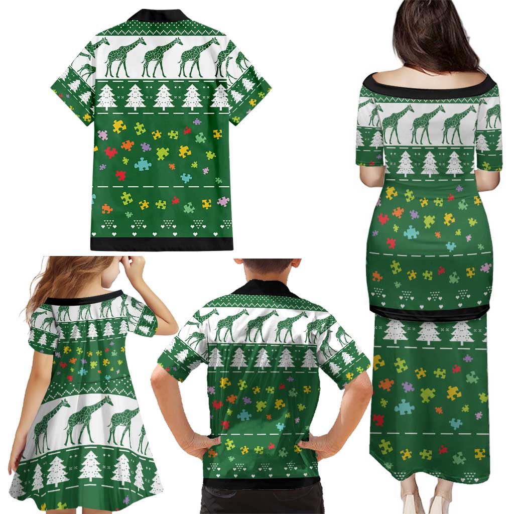 Giraffe Autism Family Matching Puletasi and Hawaiian Shirt Seeing The World From Different Angles - Wonder Print Shop