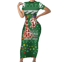 Giraffe Autism Family Matching Short Sleeve Bodycon Dress and Hawaiian Shirt Seeing The World From Different Angles - Wonder Print Shop