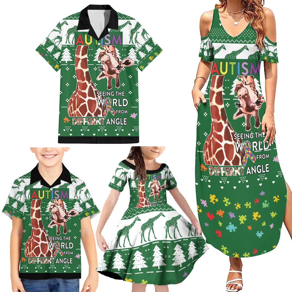 Giraffe Autism Family Matching Summer Maxi Dress and Hawaiian Shirt Seeing The World From Different Angles - Wonder Print Shop