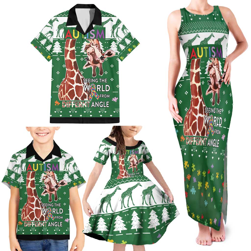 Giraffe Autism Family Matching Tank Maxi Dress and Hawaiian Shirt Seeing The World From Different Angles - Wonder Print Shop