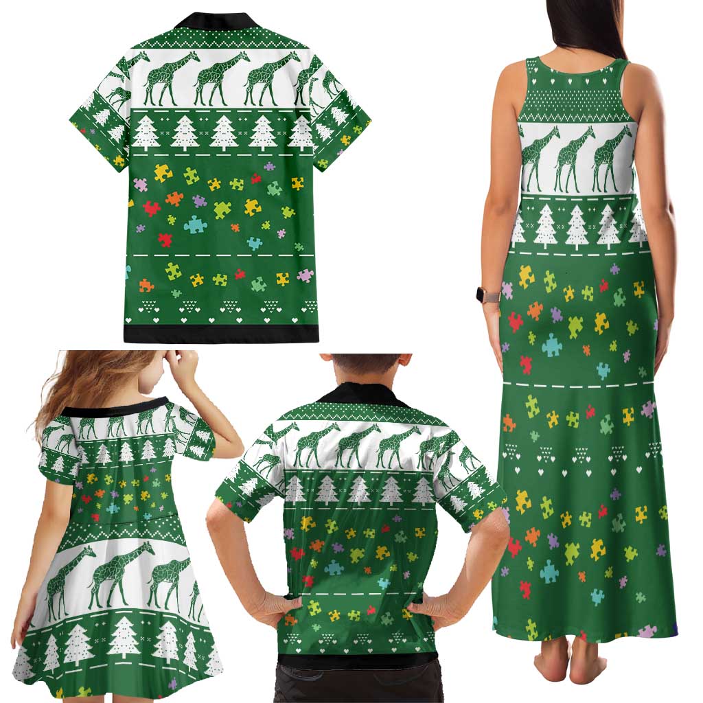 Giraffe Autism Family Matching Tank Maxi Dress and Hawaiian Shirt Seeing The World From Different Angles - Wonder Print Shop