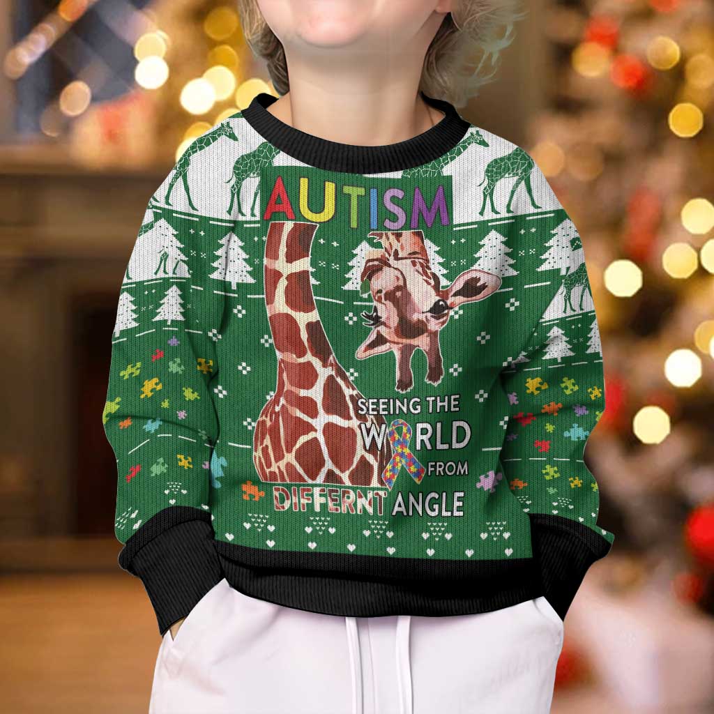 Giraffe Autism Kid Ugly Christmas Sweater Seeing The World From Different Angles - Wonder Print Shop