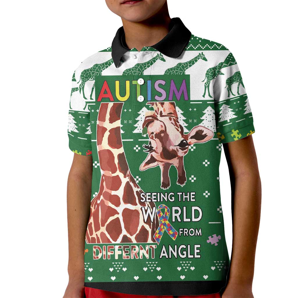 Giraffe Autism Kid Polo Shirt Seeing The World From Different Angles - Wonder Print Shop