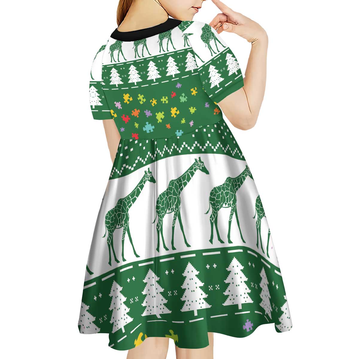 Giraffe Autism Kid Short Sleeve Dress Seeing The World From Different Angles - Wonder Print Shop