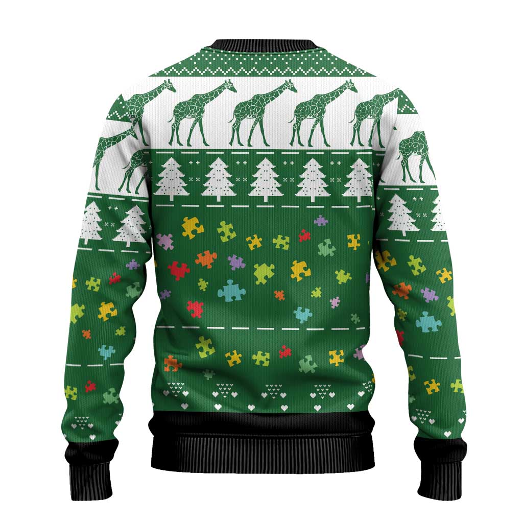 Giraffe Autism Ugly Christmas Sweater Seeing The World From Different Angles - Wonder Print Shop
