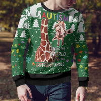 Giraffe Autism Ugly Christmas Sweater Seeing The World From Different Angles - Wonder Print Shop