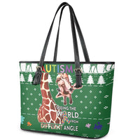 Giraffe Autism Leather Tote Bag Seeing The World From Different Angles - Wonder Print Shop