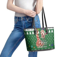Giraffe Autism Leather Tote Bag Seeing The World From Different Angles - Wonder Print Shop