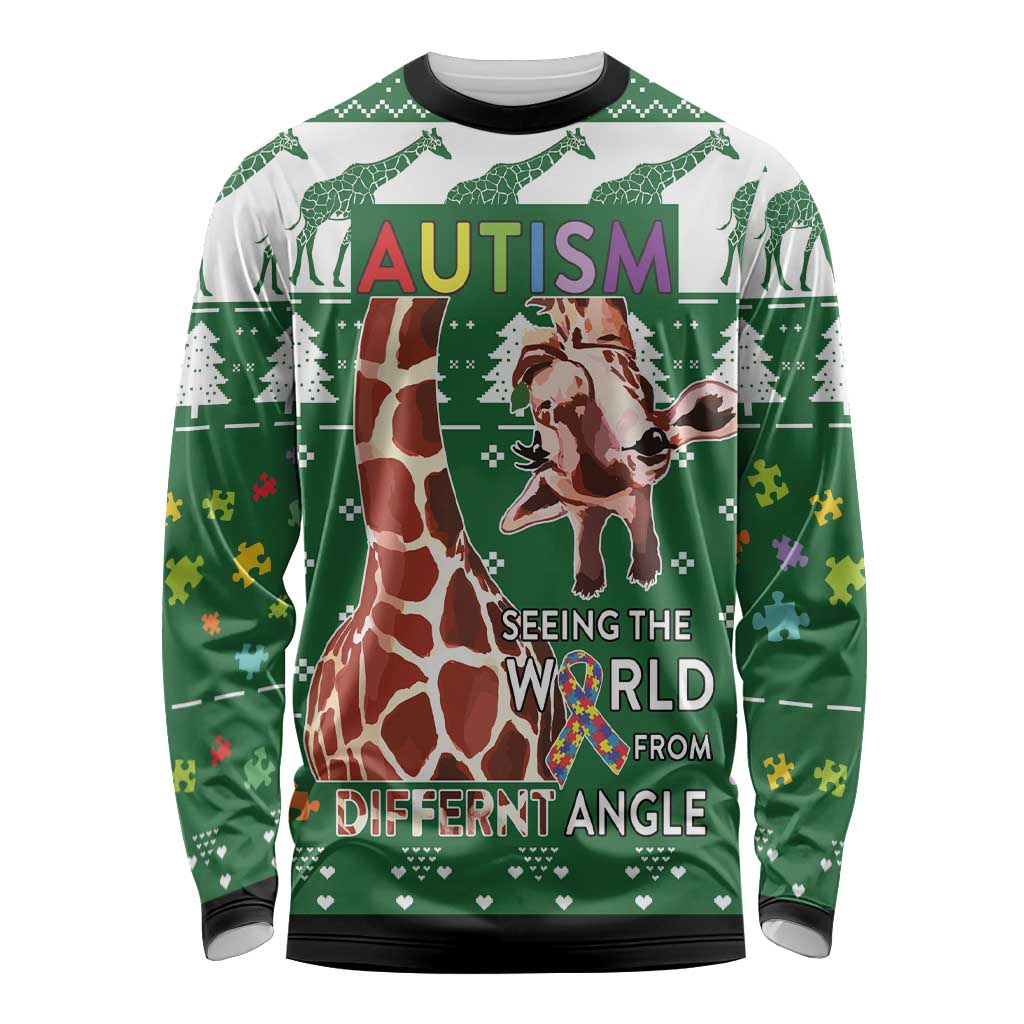 Giraffe Autism Long Sleeve Shirt Seeing The World From Different Angles - Wonder Print Shop