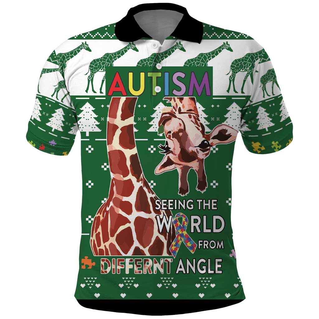 Giraffe Autism Polo Shirt Seeing The World From Different Angles - Wonder Print Shop