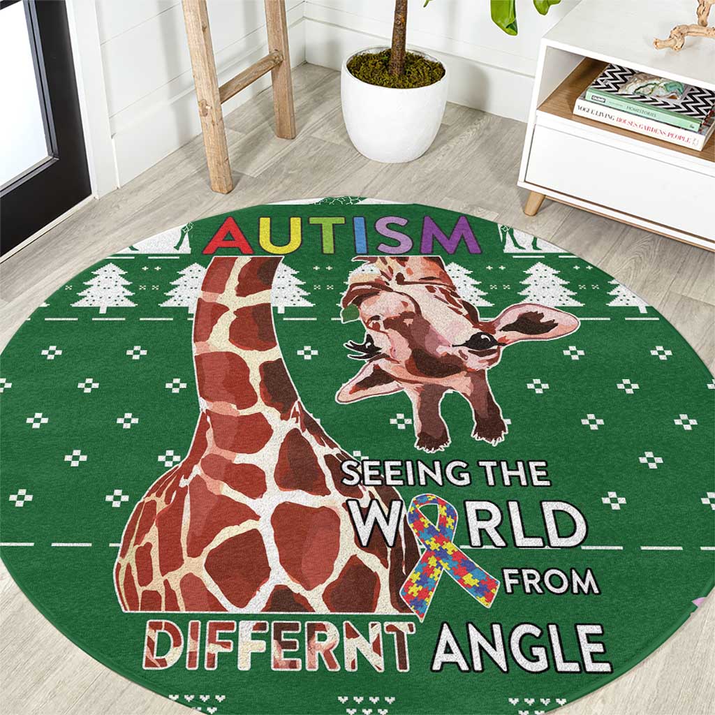 Giraffe Autism Round Carpet Seeing The World From Different Angles