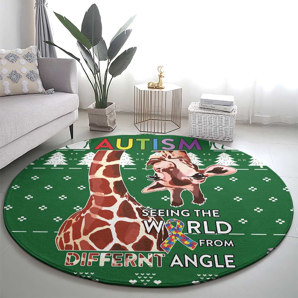 Giraffe Autism Round Carpet Seeing The World From Different Angles