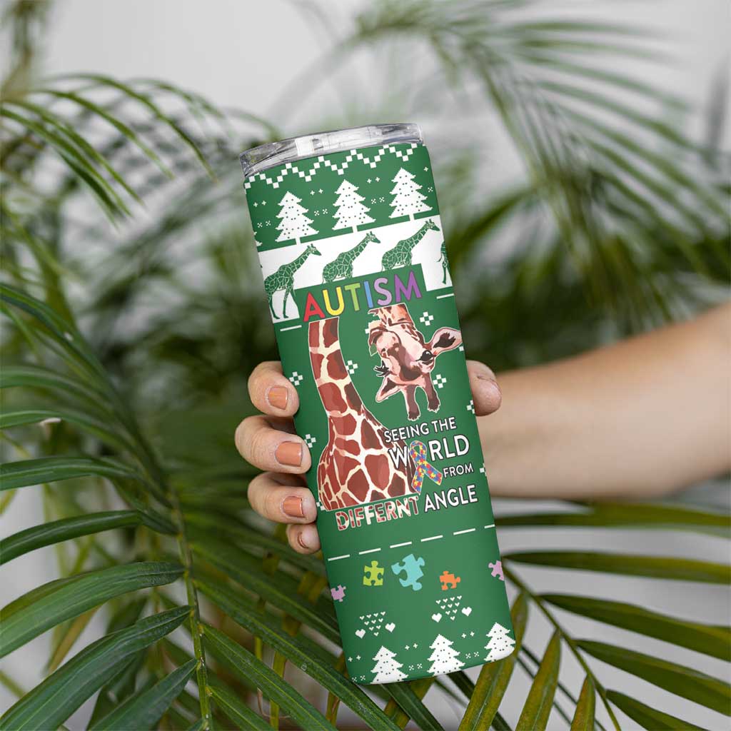 Giraffe Autism Skinny Tumbler Seeing The World From Different Angles - Wonder Print Shop
