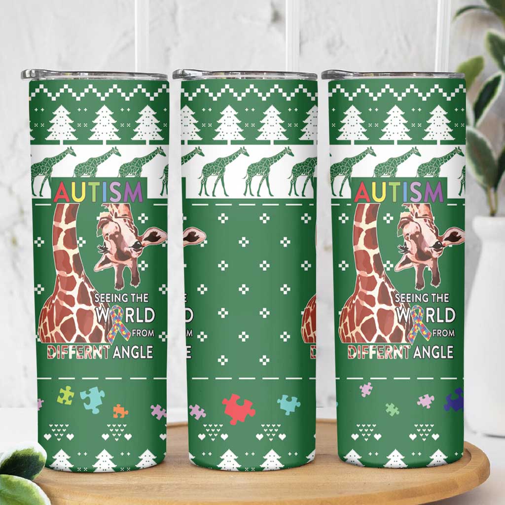 Giraffe Autism Skinny Tumbler Seeing The World From Different Angles - Wonder Print Shop