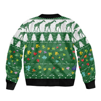 Giraffe Autism Sleeve Zip Bomber Jacket Seeing The World From Different Angles - Wonder Print Shop