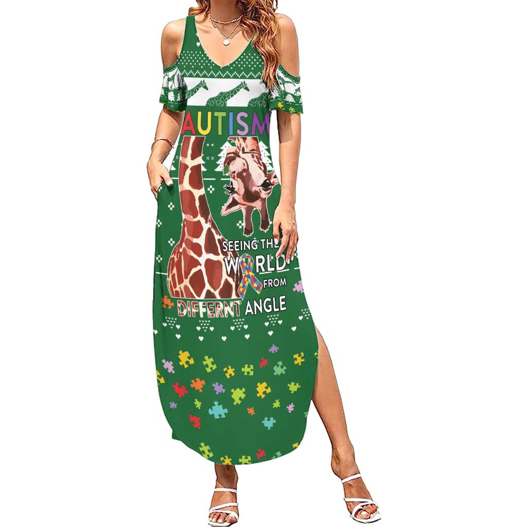 Giraffe Autism Summer Maxi Dress Seeing The World From Different Angles - Wonder Print Shop