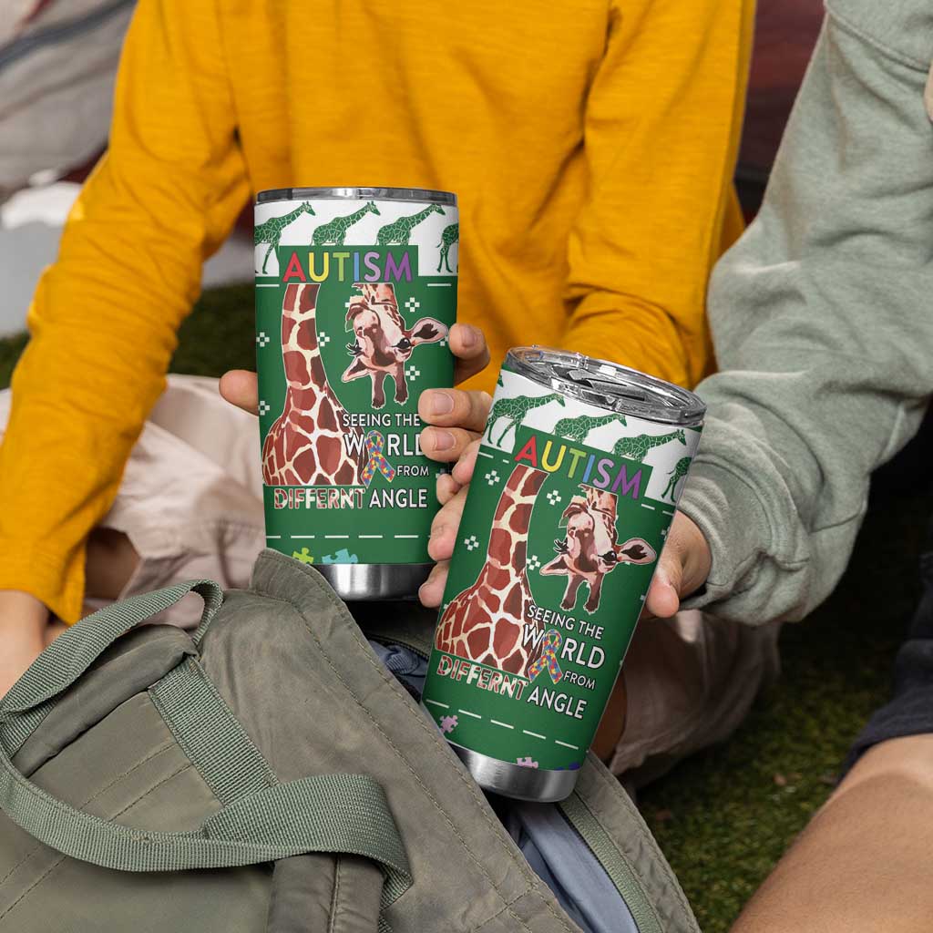 Giraffe Autism Tumbler Cup Seeing The World From Different Angles - Wonder Print Shop