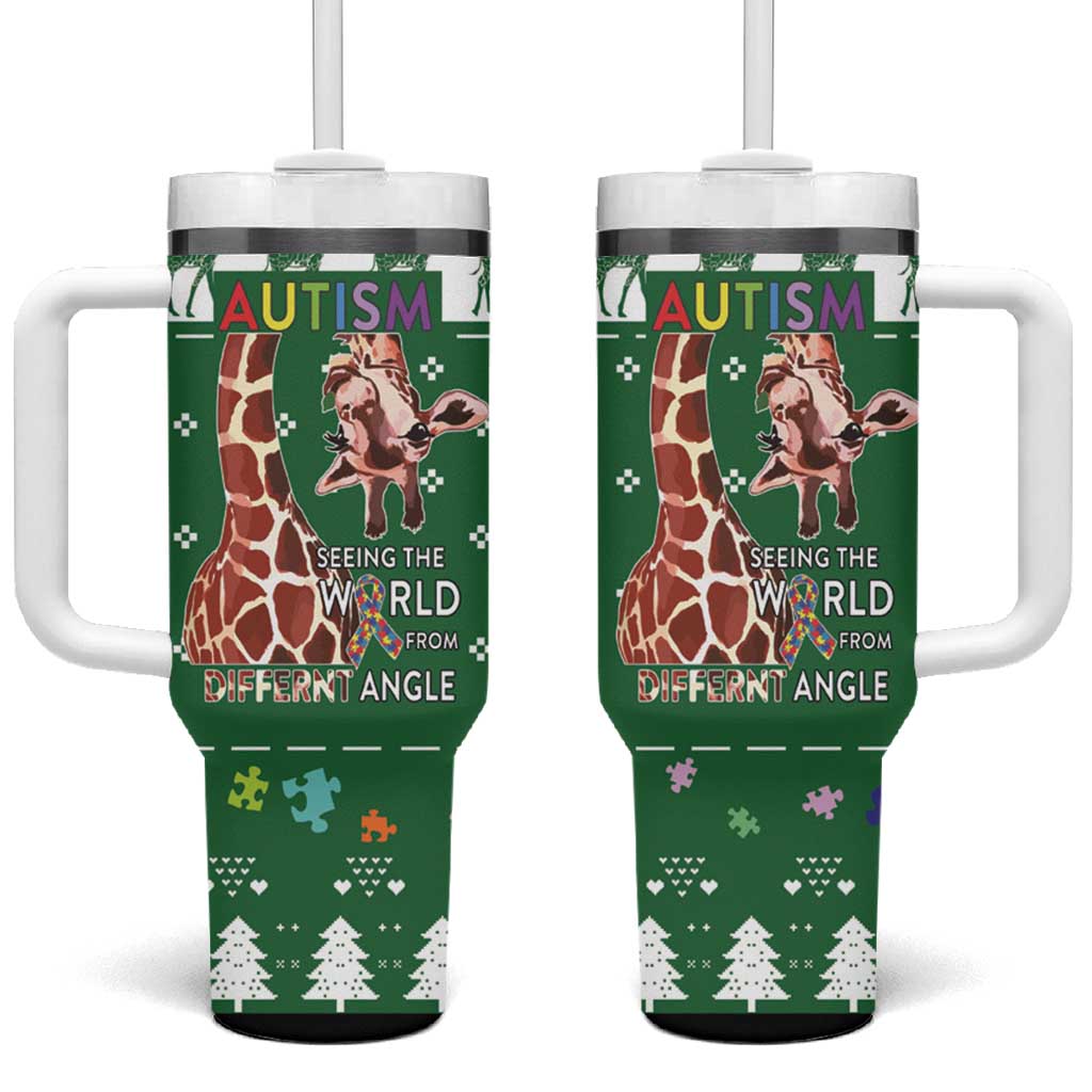Giraffe Autism Tumbler With Handle Seeing The World From Different Angles - Wonder Print Shop
