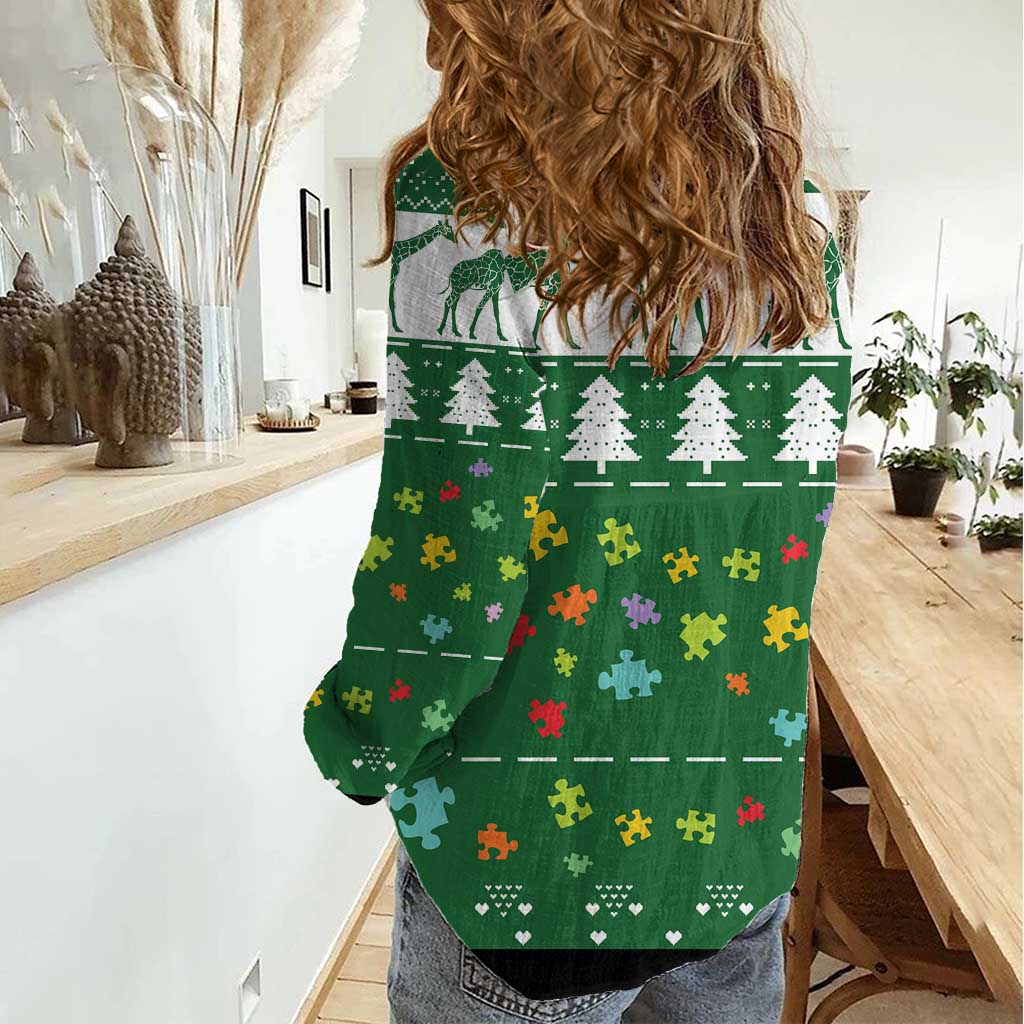 Giraffe Autism Women Casual Shirt Seeing The World From Different Angles - Wonder Print Shop