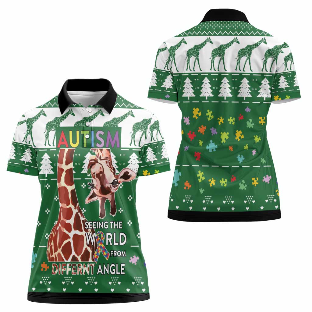 Giraffe Autism Women Polo Shirt Seeing The World From Different Angles - Wonder Print Shop