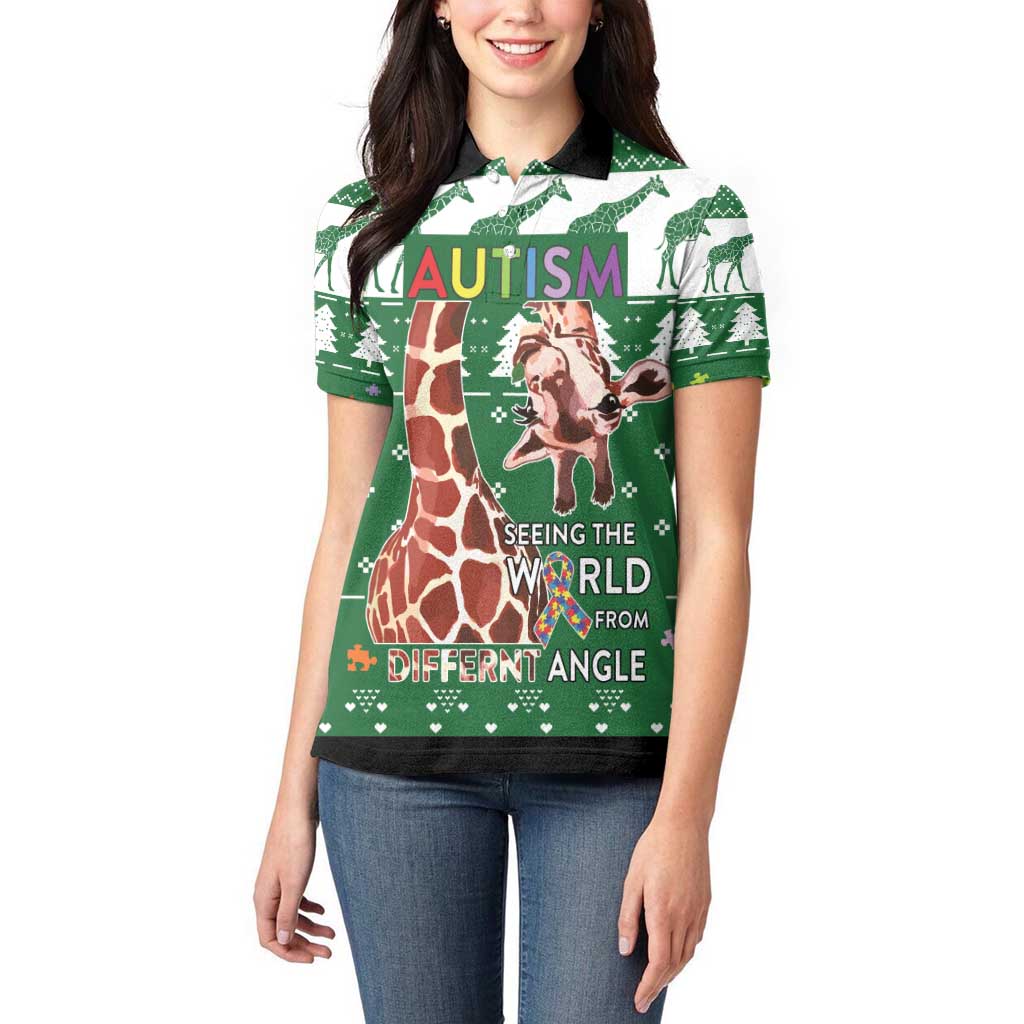 Giraffe Autism Women Polo Shirt Seeing The World From Different Angles - Wonder Print Shop